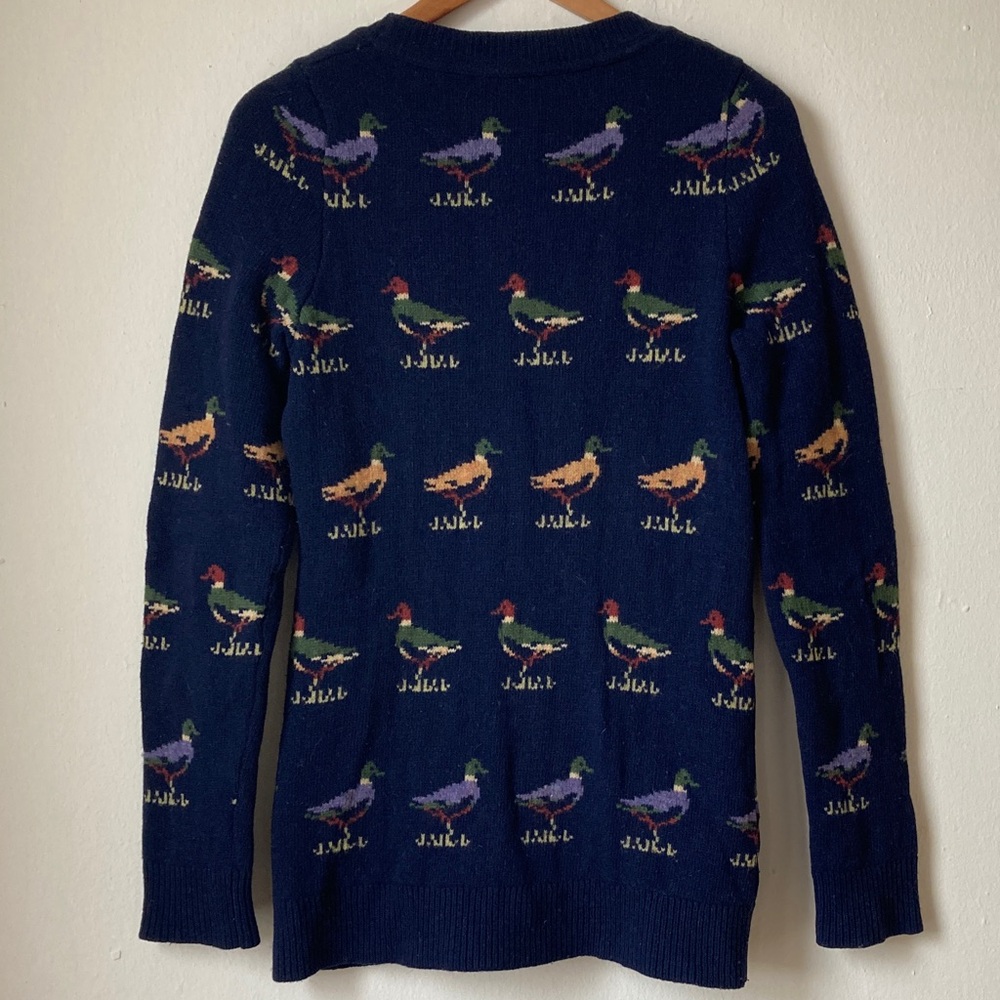 Anthropologie HWR Wool Cardigan Sweater Mallard Duck Print Size M - Picture 10 of 16